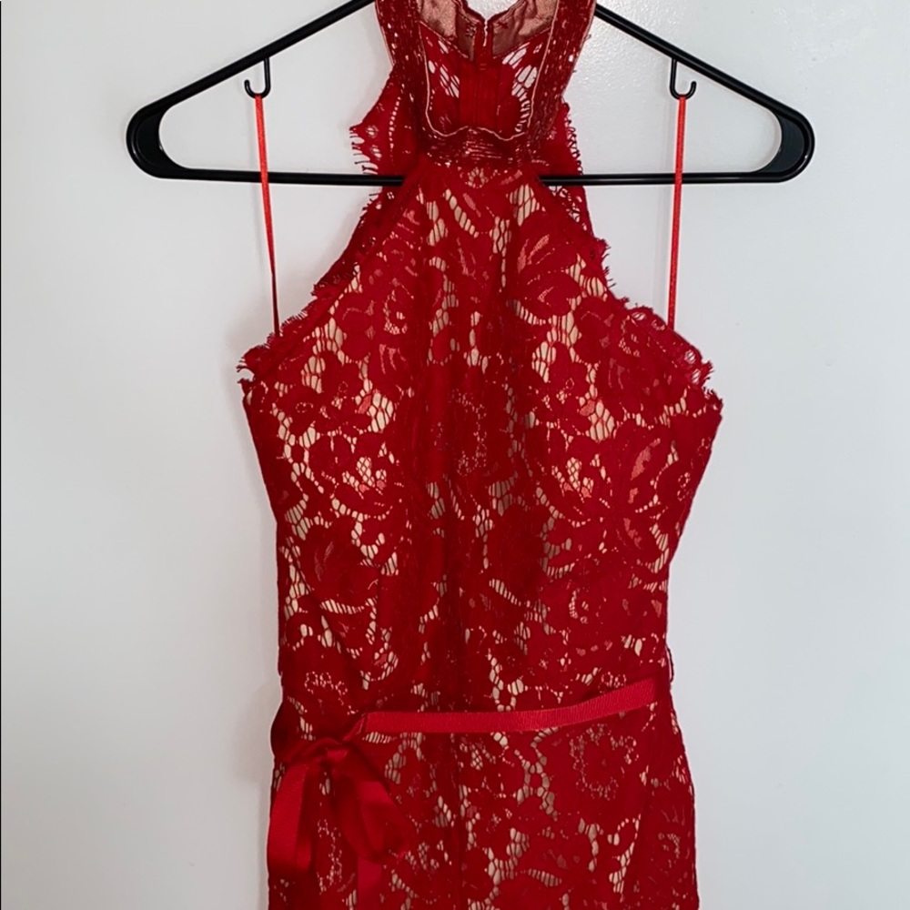 Elegant Red Lace Jumpsuit
